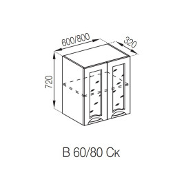 Кухонная секция верхняя В 80Ск Адель Люкс Мир мебели 