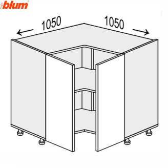 Кухонна секція Валенсія нижня Кут Н 90° 1050х1050/820 2дв Pro Blum VL-097W/9003 MiroMark
