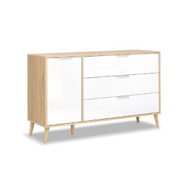 Комод 1Дв 3Ящ Оливия / Olivia Глянец Белый - Дуб Кремона MiroMark OV-61-WB