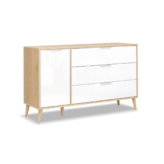 Комод 1Дв 3Ящ Олівія / Olivia Глянець Білий - Кремона Дуб MiroMark OV-61-WB