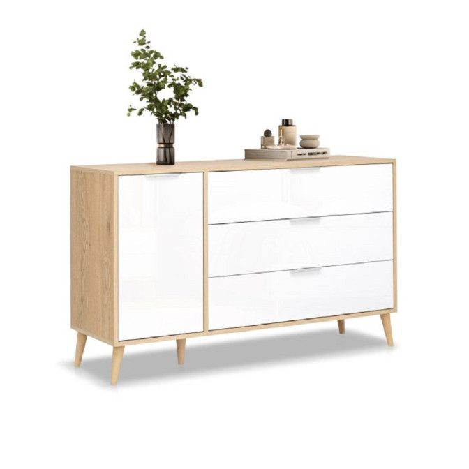 Комод 1Дв 3Ящ Олівія / Olivia Глянець Білий - Кремона Дуб MiroMark OV-61-WB