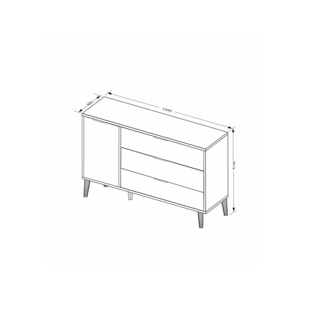 Комод 1Дв 3Ящ Олівія / Olivia Глянець Білий - Кремона Дуб MiroMark OV-61-WB