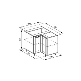 Кухонная секция нижняя 90*90 Доминика Мир мебели  