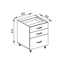 Кухонная секция нижняя Н 60 3Ш (2 + 1) LUX Прованс Мир мебели