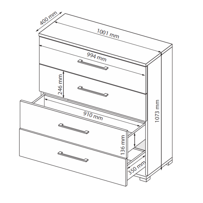 Комод 4Ящ Фемели / Family Глянец Белый MiroMark FM-64-WB