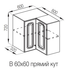 Кухонна секція верхня 60*60 кут прямий Валенсія Світ меблів 