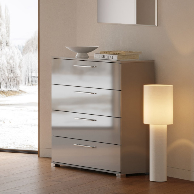 Комод 4Ящ Меги / Megy Глянец Шиншила Серая MiroMark MG-64-GG