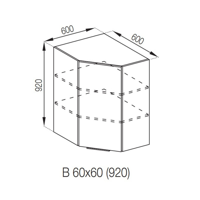 Кухонная секция верхняя 60*60 (h-920) Алиса Мир мебели