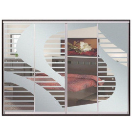 Шкаф-купе Стандарт Четырехдверный Пескоструй  +  Пескоструй  +  Пескоструй  +  Пескоструй Zevs