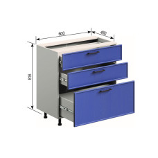 Кухонна секція нижня Н 60 3Ш (2 + 1) LUX Аріель Світ меблів