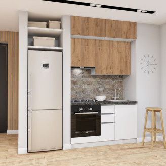 Кухня готова ДСП 1 Класик 1,4 м вбудована плита та вбудована витяжка, з антресолями, без ручок Senam    