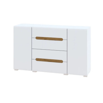Комод 2Дв-4Ящ Глянець Білий / Дуб Аппалачі Б'янко Світ Меблів