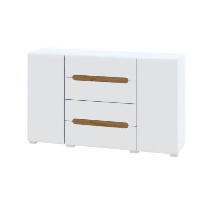 Комод 2Дв-4Ящ Глянець Білий / Дуб Аппалачі Б'янко Світ Меблів