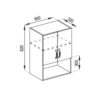 Кухонная секция верхняя В 60 2Д п/мікрохв. (920) Оля Мир мебели  