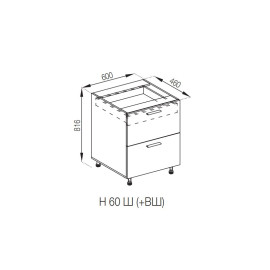 Кухонная секция нижняя Н 60 Ш ( + ВШ) LUX Бьянка Мир мебели