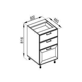 Кухонная секция нижняя Н 80 3Ш (2 + 1) LUX Марго Мир мебели