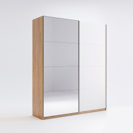 Шафа-купе з дзеркалом 1,5*2,1 Асті / Asti Глянець Білий - Дуб Крафт MiroMark AS-28-WB