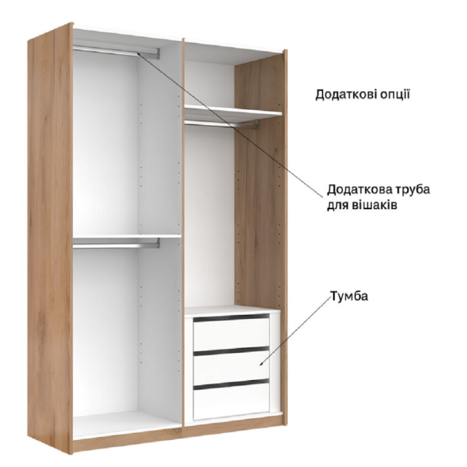 Шафа-купе з дзеркалом 1,5x2,1 Белла / Bella Глянець Білий MiroMark BL-17-WB