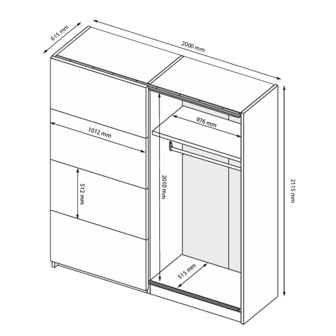 Шкаф-купе 2,0х2,1 Империя / Imperia Глянец Белый MiroMark MP-20-WB
