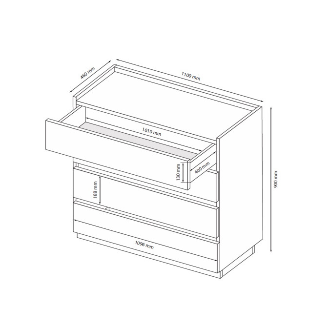 Комод 4Дв Дуо / Duo Супермат Белый - Глянец Антрацит MiroMark DU-64-WM