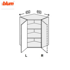 Кухонная секция Миллениум верхняя Угол В 45° 650х650/720 1дв Pro Blum Правая ML-493W/9003R MiroMark