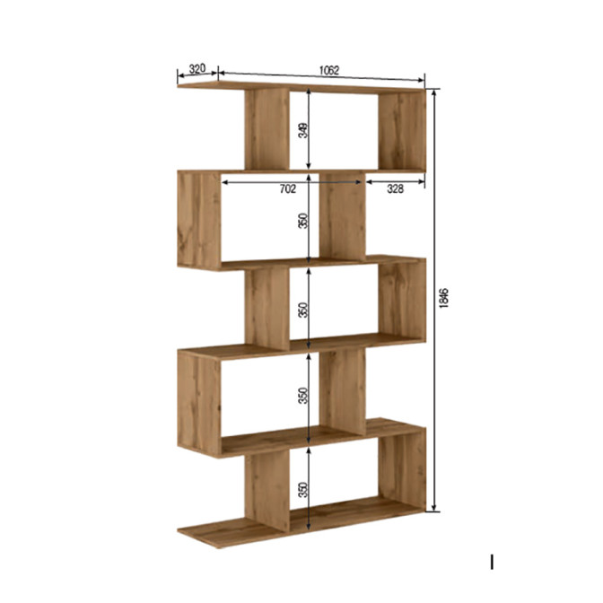 Стеллаж Пиксель 2 Мир Дуб Аппалачи Мебели