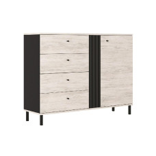 Комод 1Дв 4Ящ Артвуд Светлый / Антрацит Тео Мир Мебели
