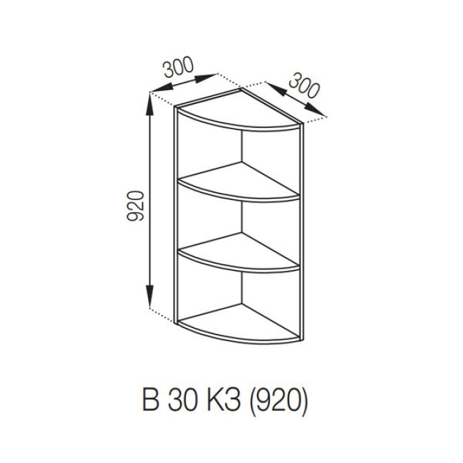 Кухонная секция верхняя В 30КЗ (h-920) Доминика Мир мебели  