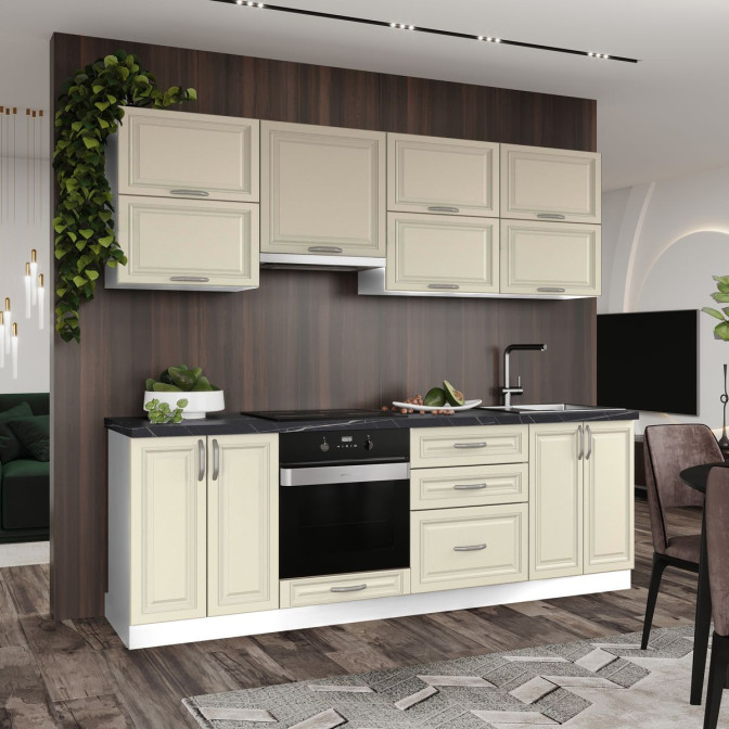 Кухня готова МДФ Бріджіт 2,4 м фарба вбудована плита, вбудована витяжка, з ручками Senam 