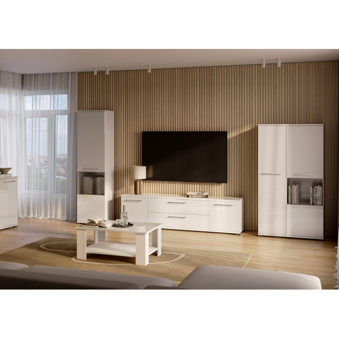 Тумба ТВ 1,9м Фемелі / Family Глянець Білий MiroMark FM-190-WB