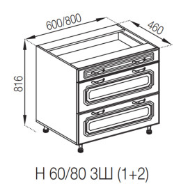 Кухонна секція нижня Н 80 3Ш (1 + 2) FAVORIT Валенсія Світ меблів 
