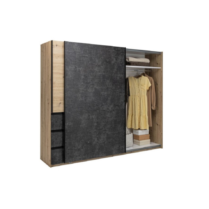 Шкаф-купе 2.5м 2Дв Вильма / Wilma Бетон Тёмный - Дуб Артизан MiroMark WL-26-CD