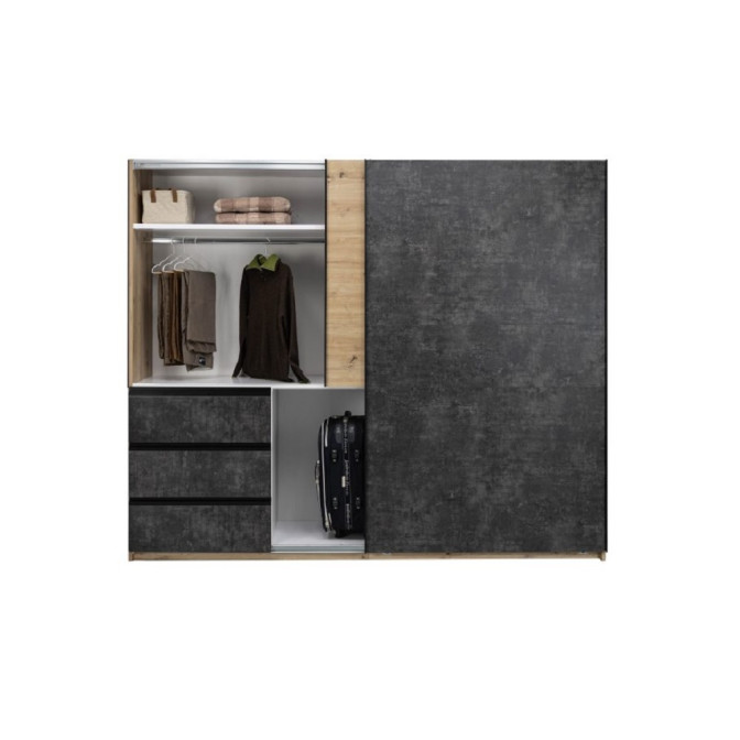 Шкаф-купе 2.5м 2Дв Вильма / Wilma Бетон Тёмный - Дуб Артизан MiroMark WL-26-CD