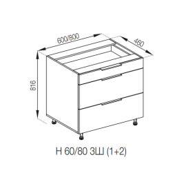 Кухонная секция нижняя Н 60 3Ш (1 + 2) FAVORIT Милана Мир мебели