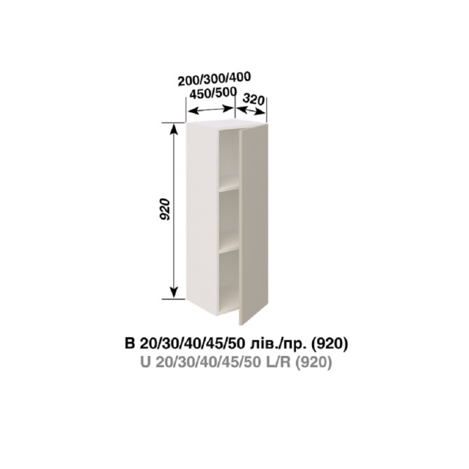 Кухонная секция верхняя В 50 (920) Правый Софи Мир мебели