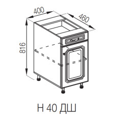 Кухонна секція нижня Н 40 ДШ LUX Валенсія Світ меблів 