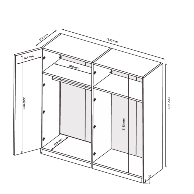 Шафа 4Дв із дзеркалом Белла / Bella Глянець Білий MiroMark BL-14-WB