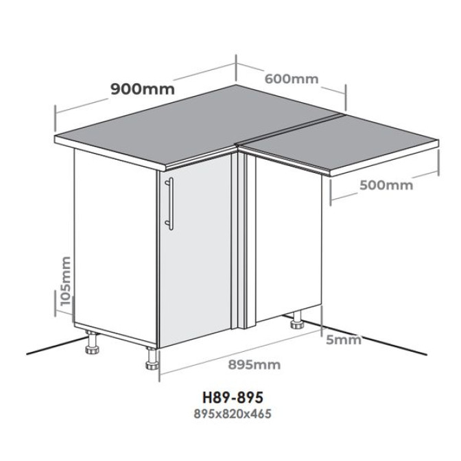 Кухонна секція Н89-895 нижня 895 кут 90