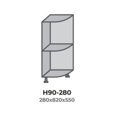 Кухонна секція Н90-280 нижня 550 радіусне відкрите Модерн Еверест  