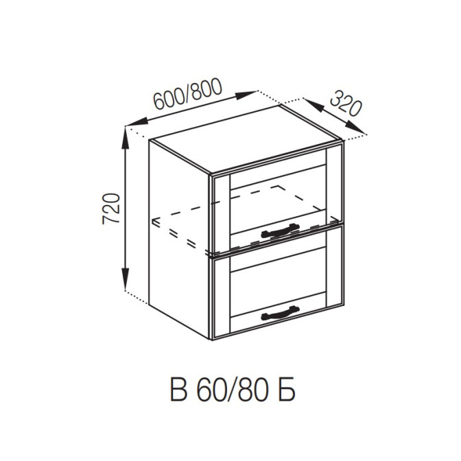 Кухонная секция верхняя В 60 Б Доминика Мир мебели