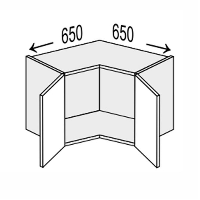 Кухонная секция Лео верхняя угол В 45° 650х650/360 2дв LE-190W/06 MiroMark Кухонная секция Лео верхняя угол В 45° 650х650/360 2дв LE-190W/06 MiroMark