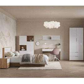 Комплект в Дитячу спальню Асті Джуніор / Asti Junior Дуб Крафт - Глянець Білий Пенал 3Дв, Шафа 2Дв 2Ящ, Тумба, Ліжко, Столик, Поличка MiroMark