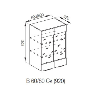 Кухонная секция верхняя В 80 Ск (h-920) Алиса Мир мебели