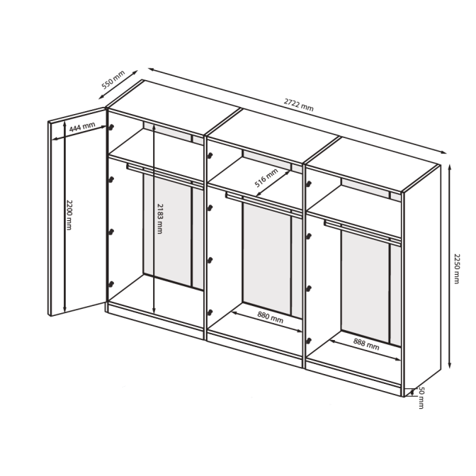 Шкаф 6Дв без зеркал Белла / Bella Глянец Белый MiroMark BL-26-WB