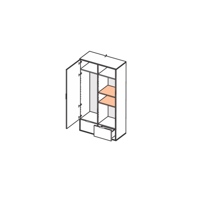 Шафа 2Дв 2Ящ Олівія / Olivia Глянець Білий - Дуб Кремона MiroMark OV-22-WB