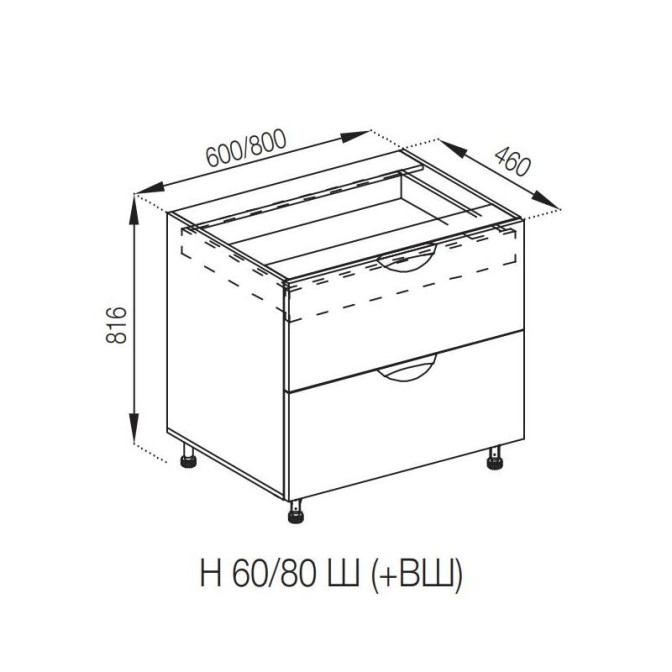 Кухонная секция нижняя Н 60 Ш ( + ВШ) FAVORIT Адель Люкс Мир мебели