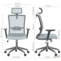 Крісло Uran Black HR сидіння Сідней-20/спинка Сітка SL-01 св.сіра AMF