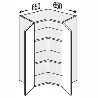 Кухонна секція Міленіум WG верхня Кут В 90° 650х650/900 2дв ML-592W/01 MiroMark