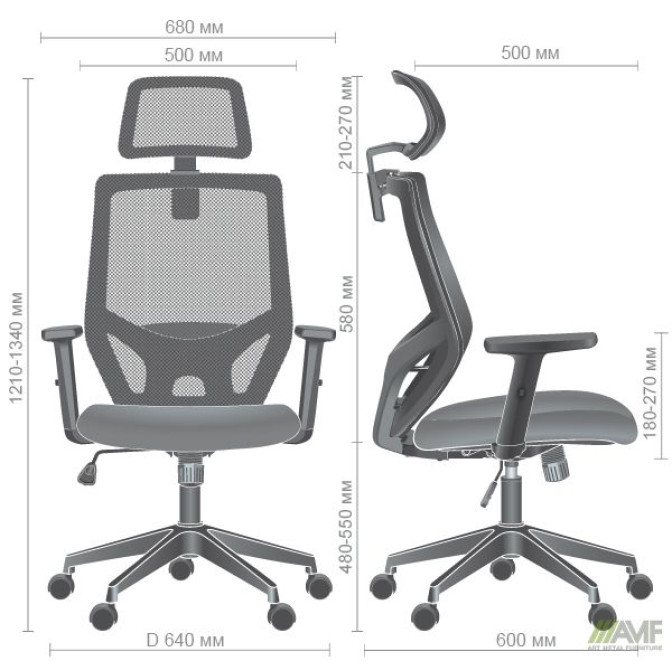 Крісло Lead Black HR сидіння SM 2328/спинка Сітка HY-100 чорна AMF