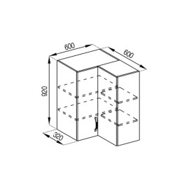 Кухонная секция верхняя 60*60 кут прямий (h-920) Оля Мир мебели
